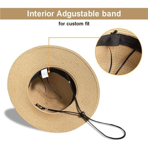 Beach Sun Hats for Women, Straw Hat for Women UPF 50+ UV Sun Protection - Picture 4 of 7